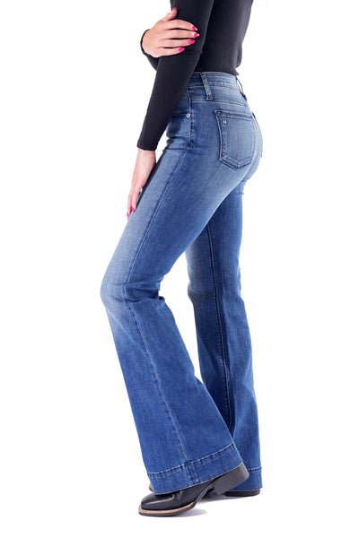 BELLA : Trouser Flare (Indigo Stone) Black Stitch Haala Denim