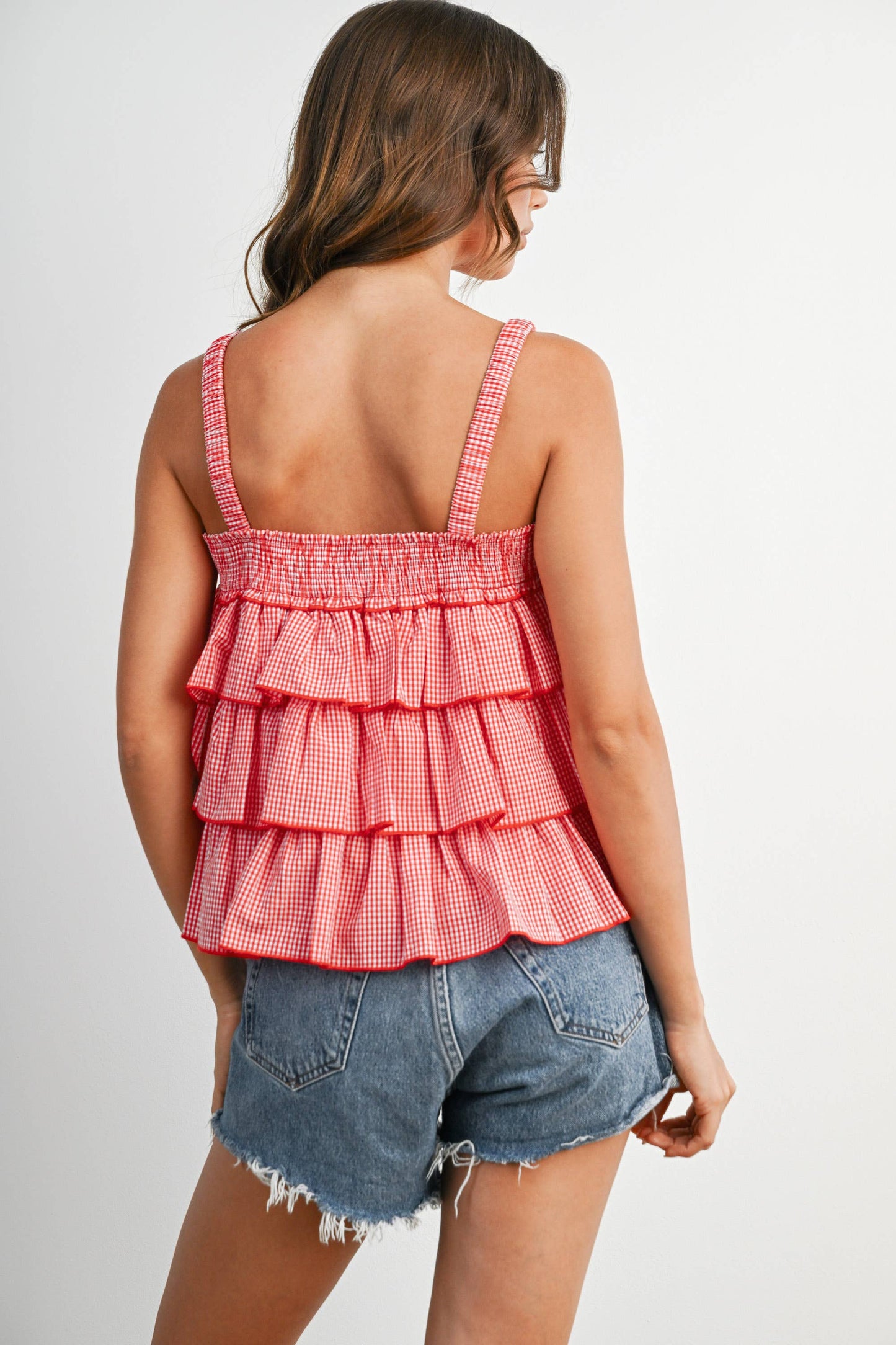 Ruffled Checkered Cami - BMT8395