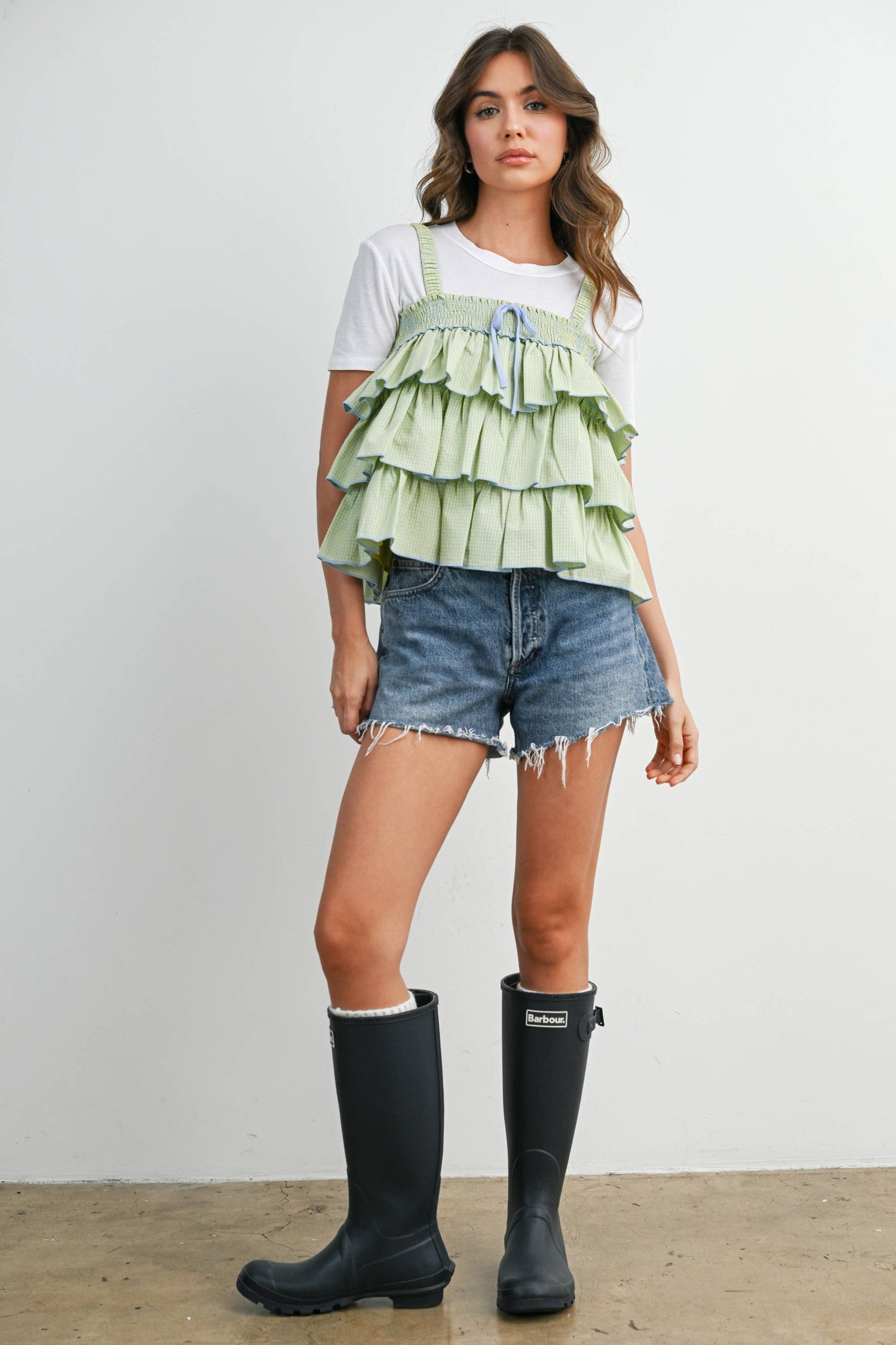 Ruffled Checkered Cami - BMT8395