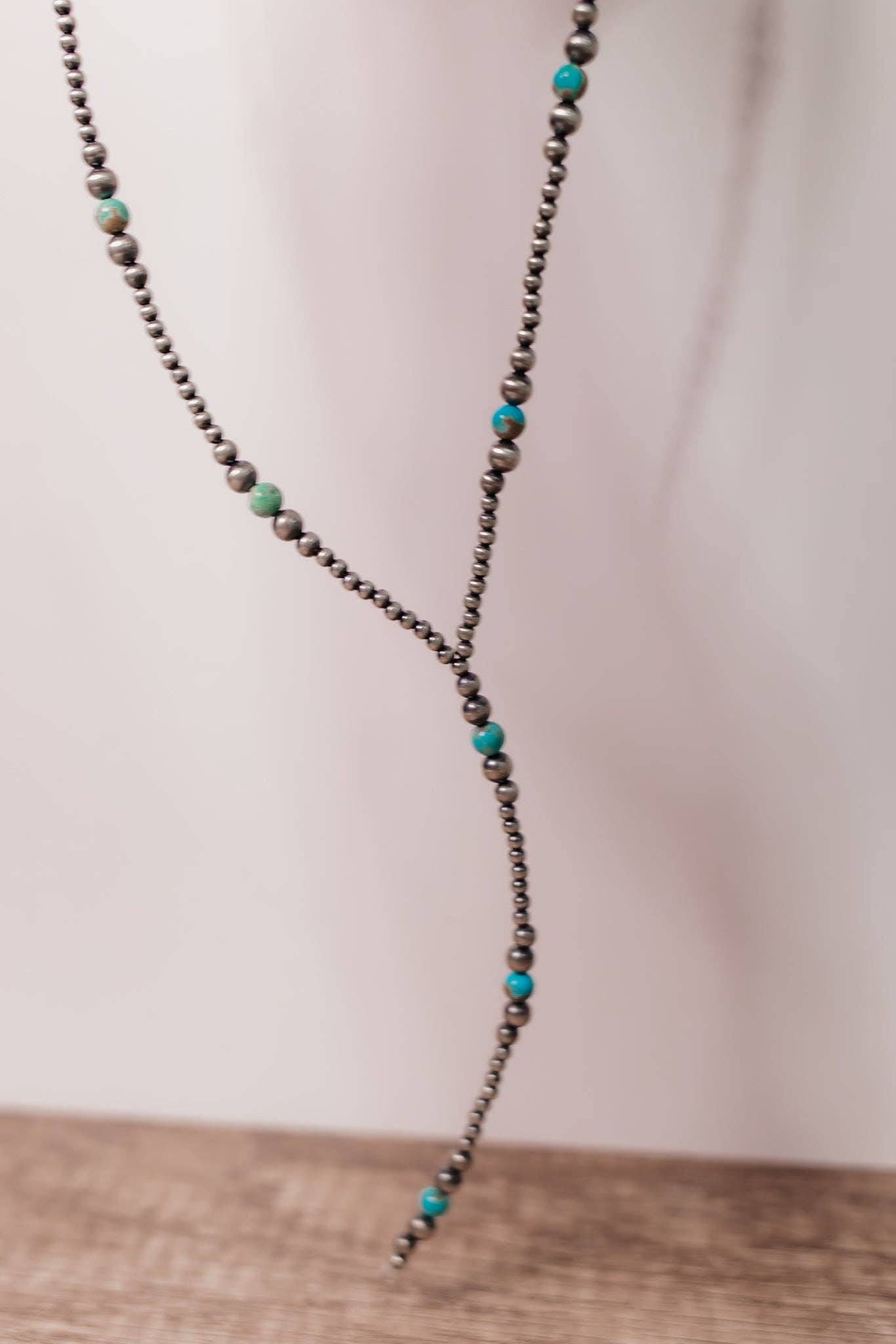 Turquoise & Desert Pearl Lariat Necklace
