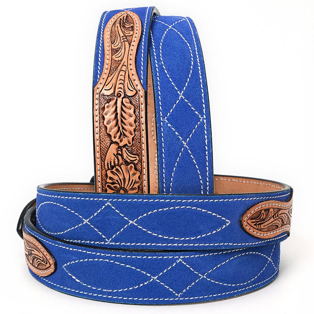 Hand Tooled Genuine American Suede Leather Belt Unisex