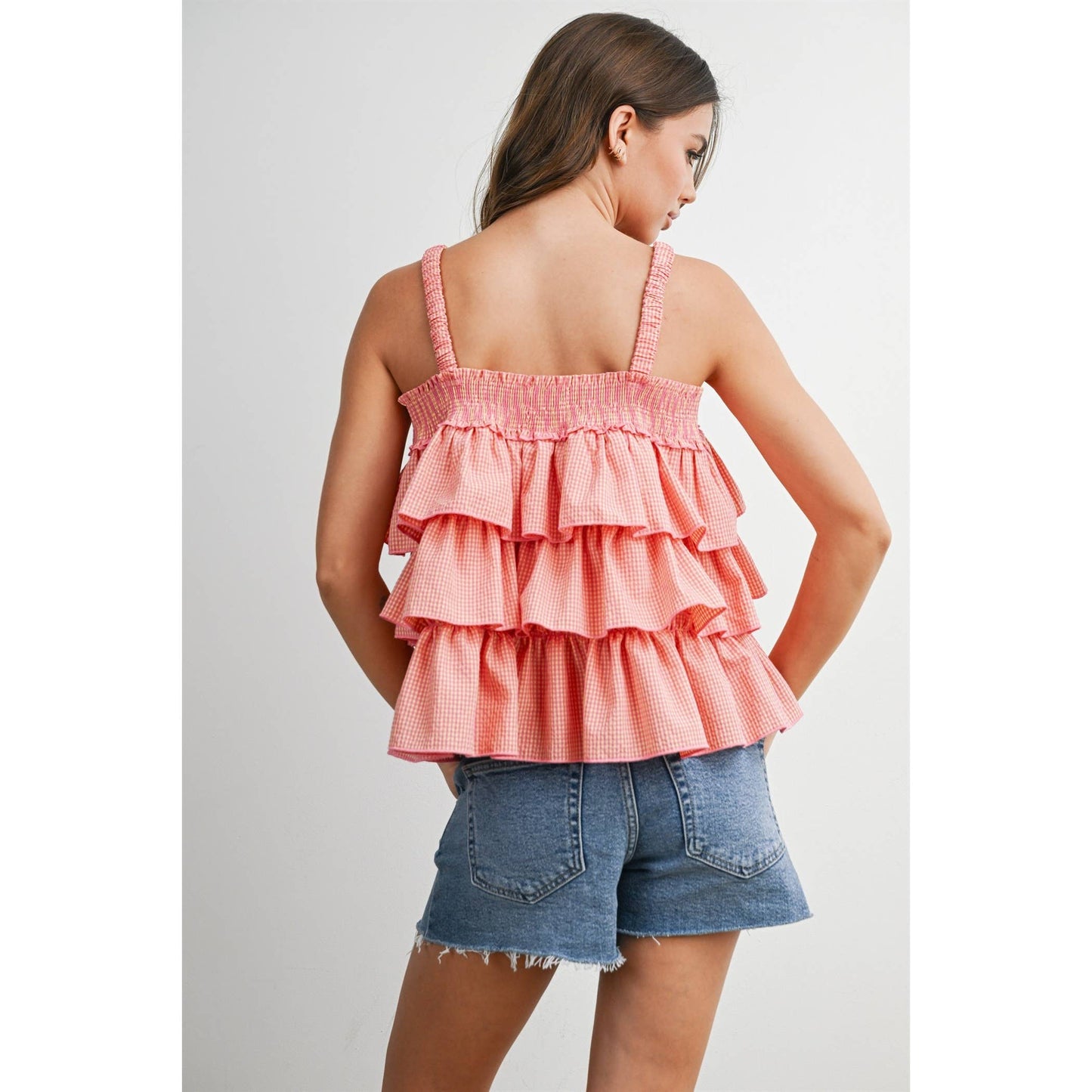 Ruffled Checkered Cami - BMT8395