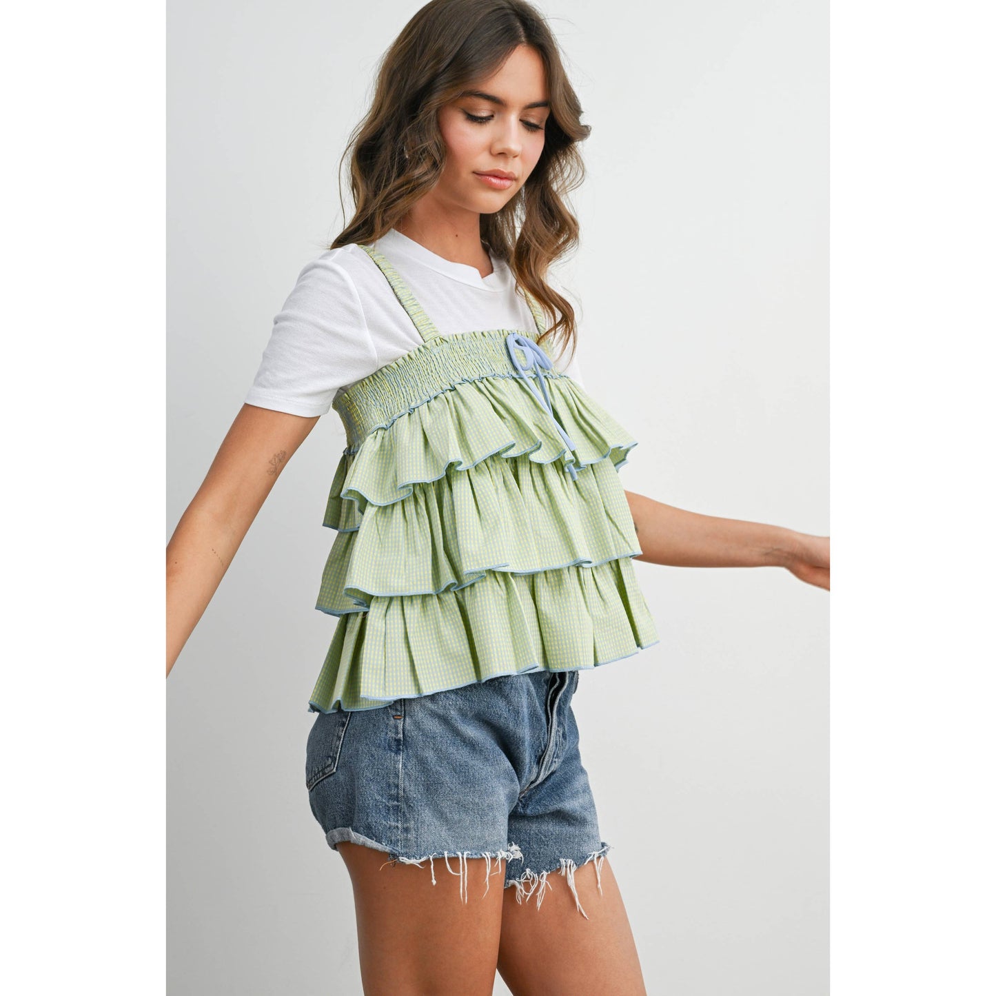 Ruffled Checkered Cami - BMT8395