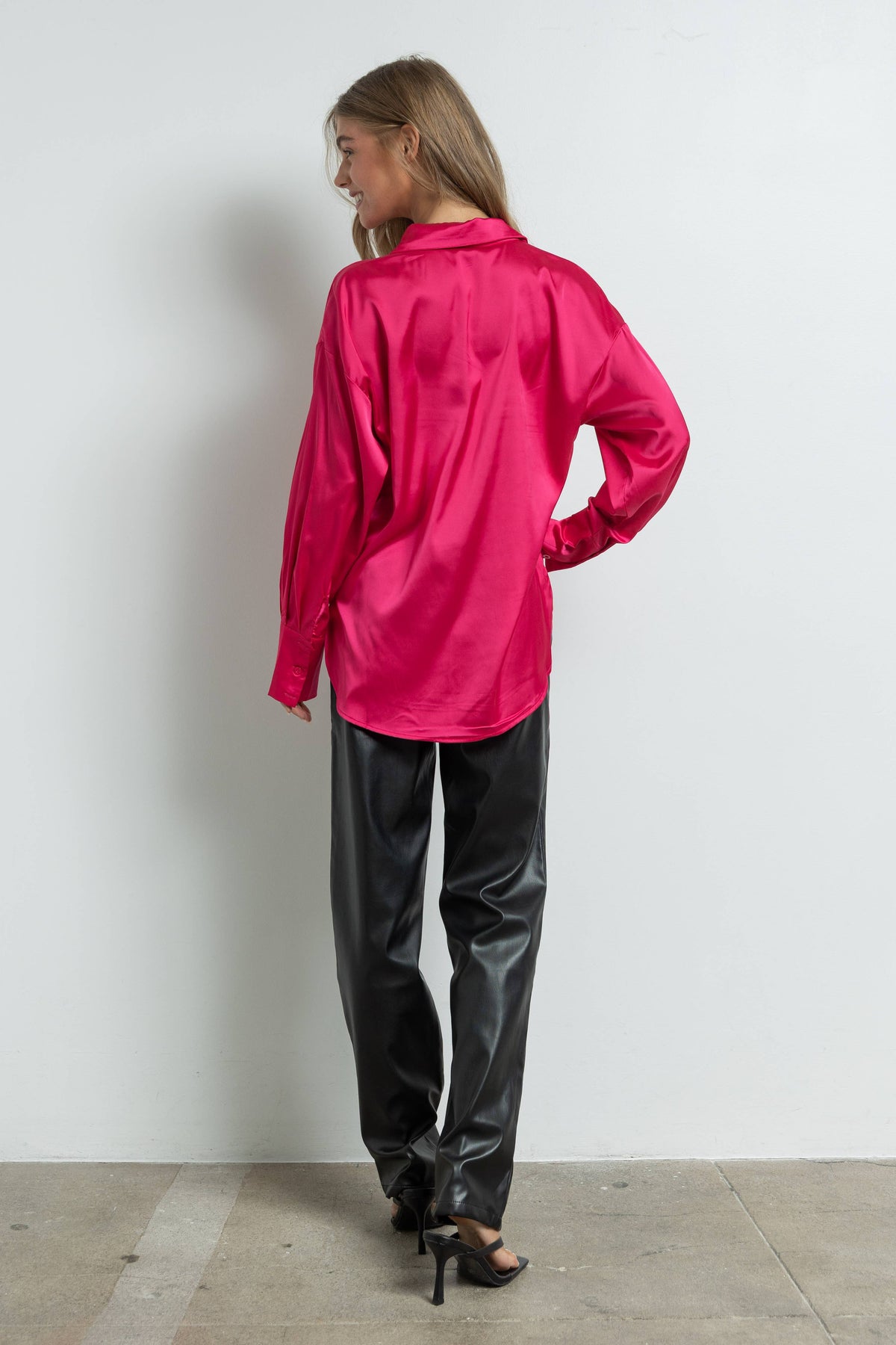 Silky Satin Button Down Shirt