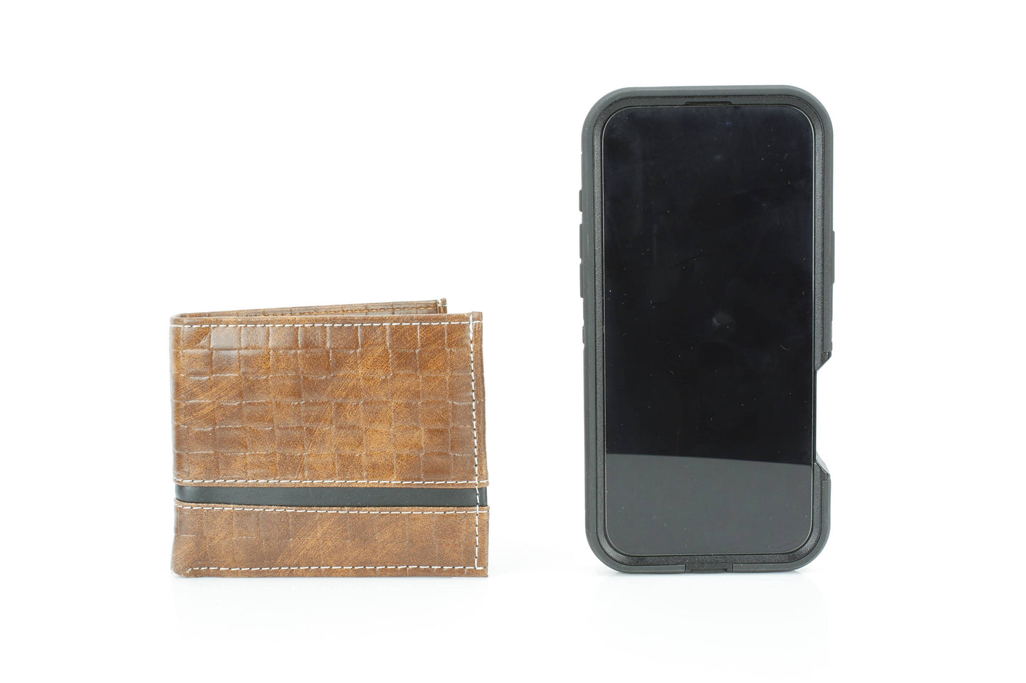 Vegan Bifold Wallet with Basket Weave Pattern VL 905