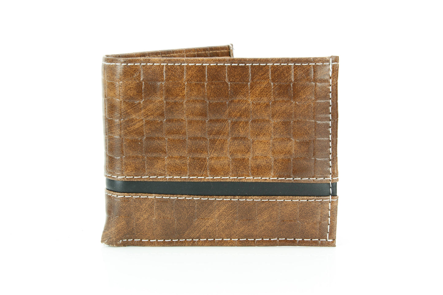 Vegan Bifold Wallet with Basket Weave Pattern VL 905