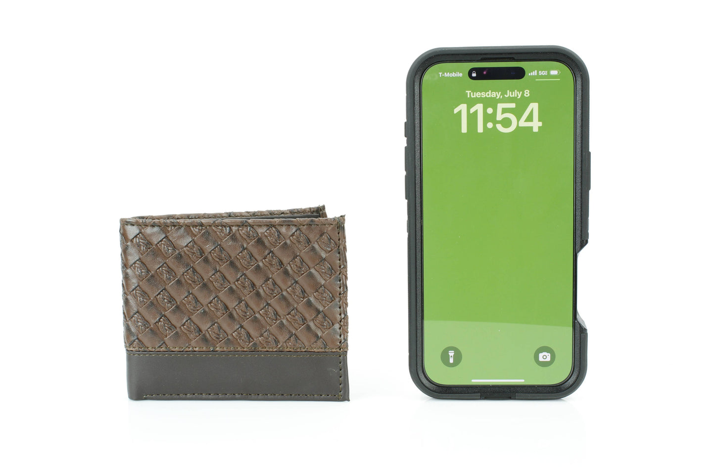 Vegan Woven Pattern Wallet with Solid Band VL 903