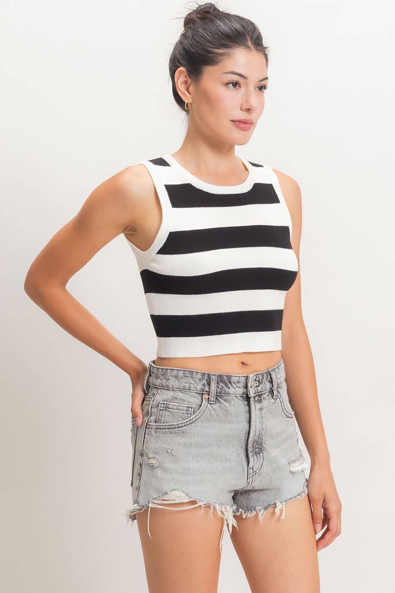 Striped Crop Tank Knit Top