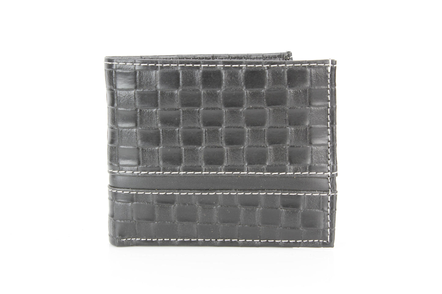 Vegan Bifold Wallet with Basket Weave Pattern VL 905