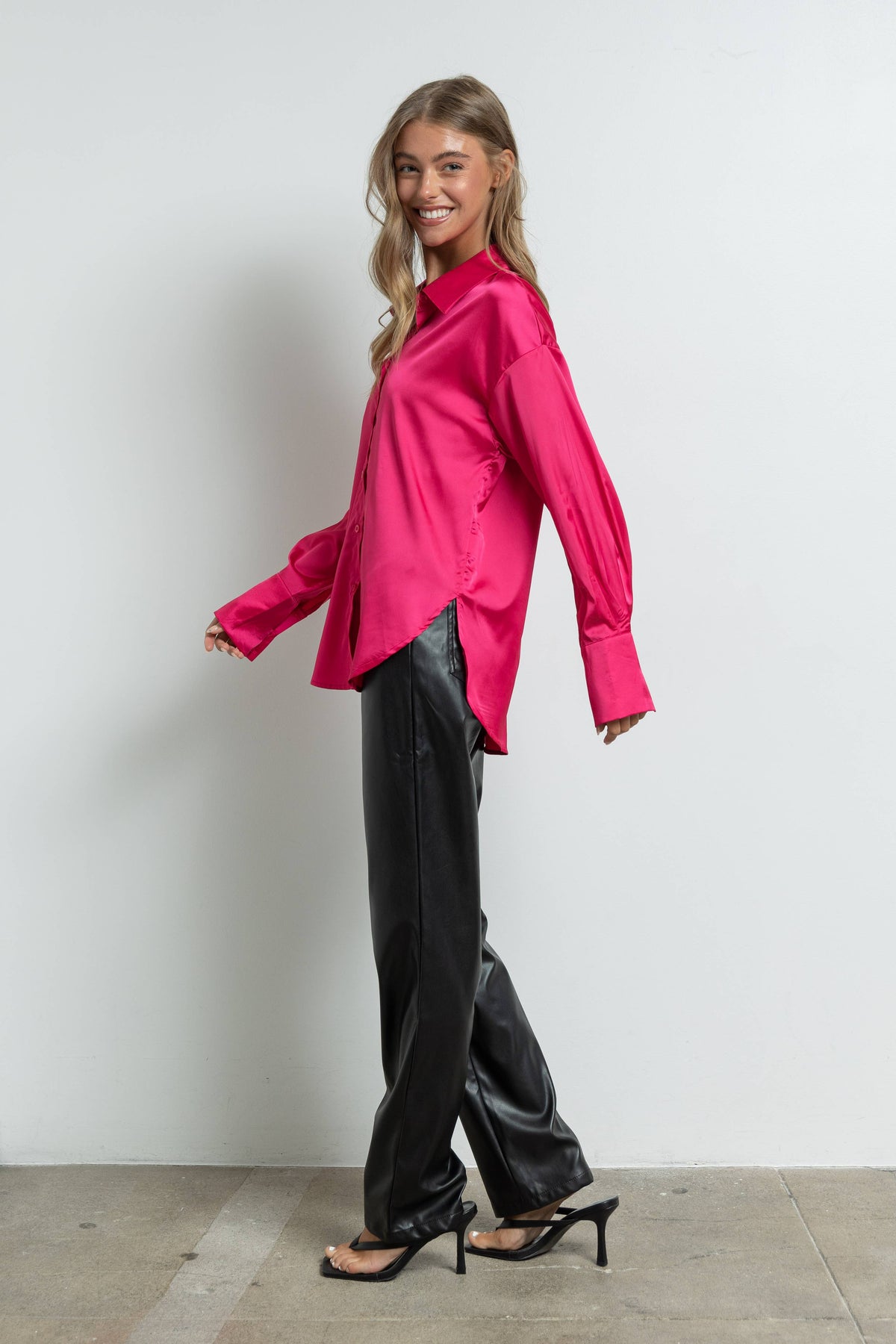 Silky Satin Button Down Shirt