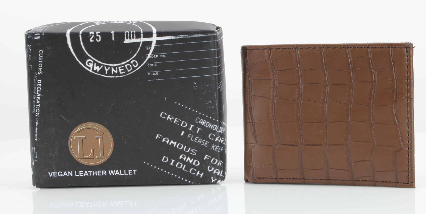 Lizard Print Embossed Vegan Leather Bi Fold Wallet