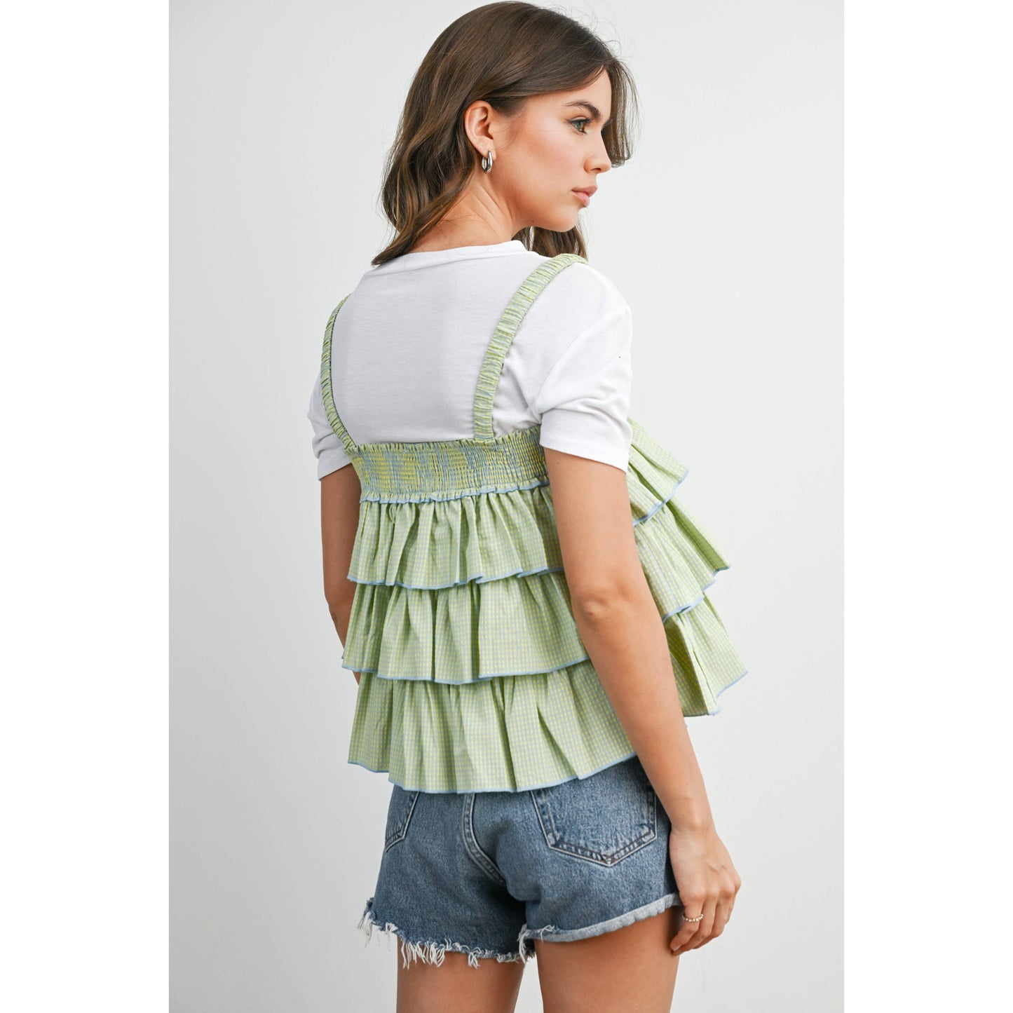 Ruffled Checkered Cami - BMT8395