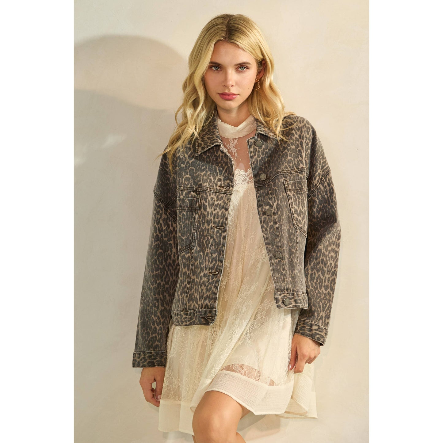 Leopard Printed Denim Jacket