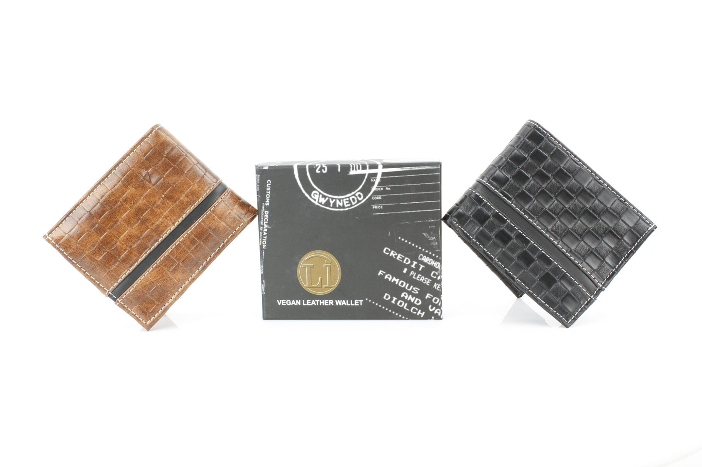 Vegan Bifold Wallet with Basket Weave Pattern VL 905