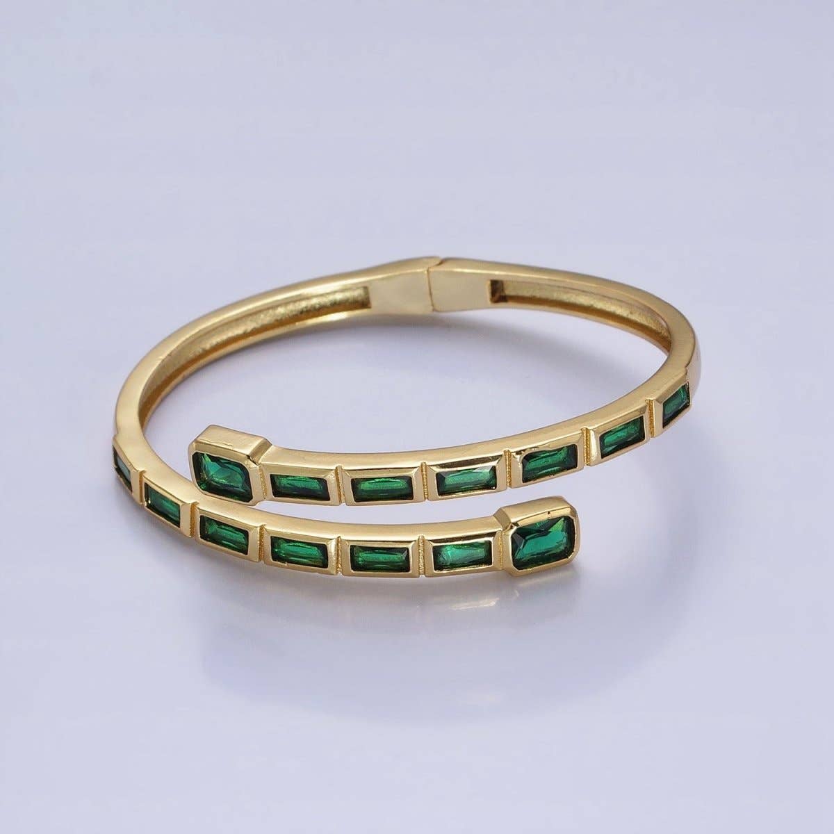Gold Wrist Bangle Emerald Cut Cz Bangle Bracelet Silver Bracelet Blue Sapphire, Emerald Green, Clear CZ | WA-1687 to WA-1691 Clearance Pricing