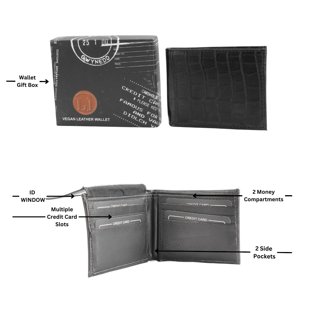 Lizard Print Embossed Vegan Leather Bi Fold Wallet