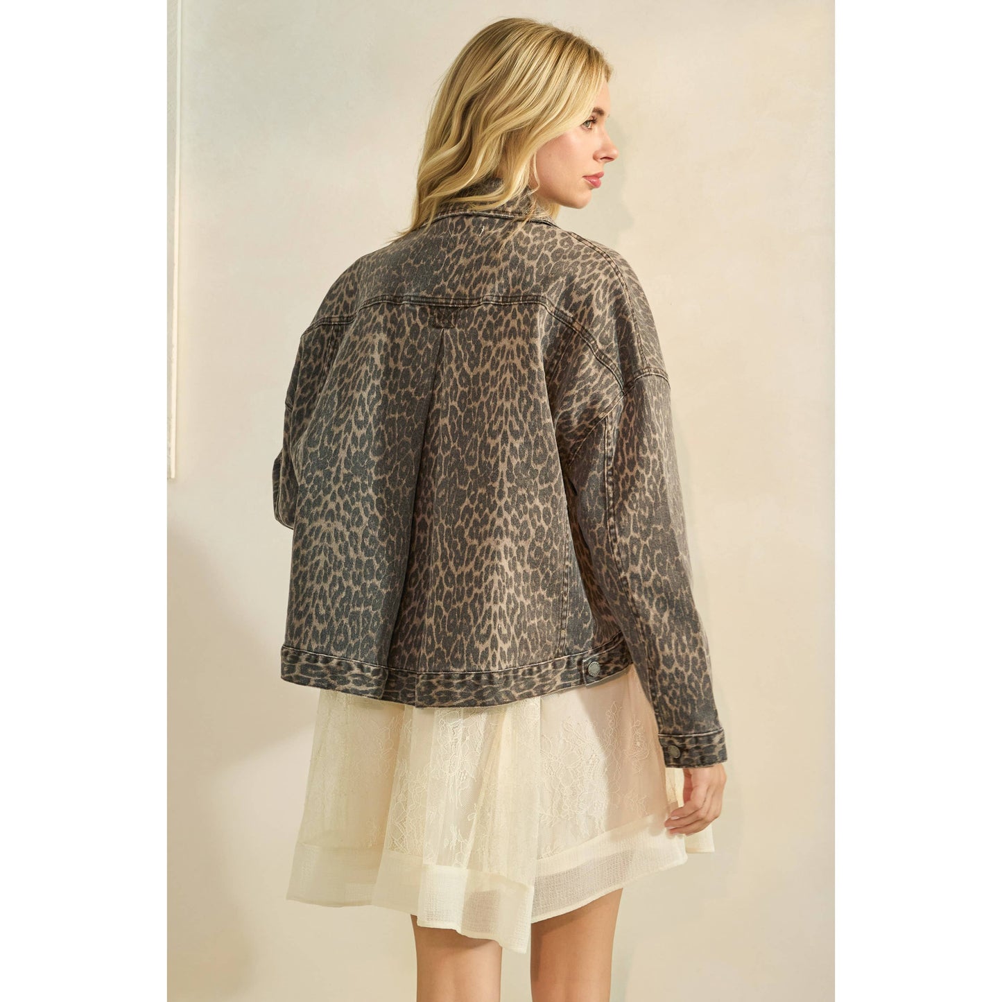 Leopard Printed Denim Jacket