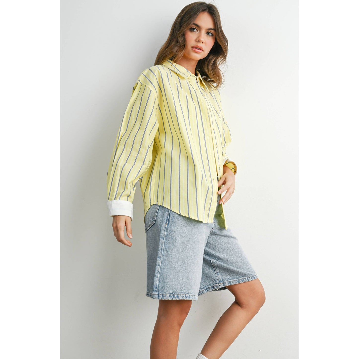 Striped Long-Sleeve Button-Up Shirt - BMT8055