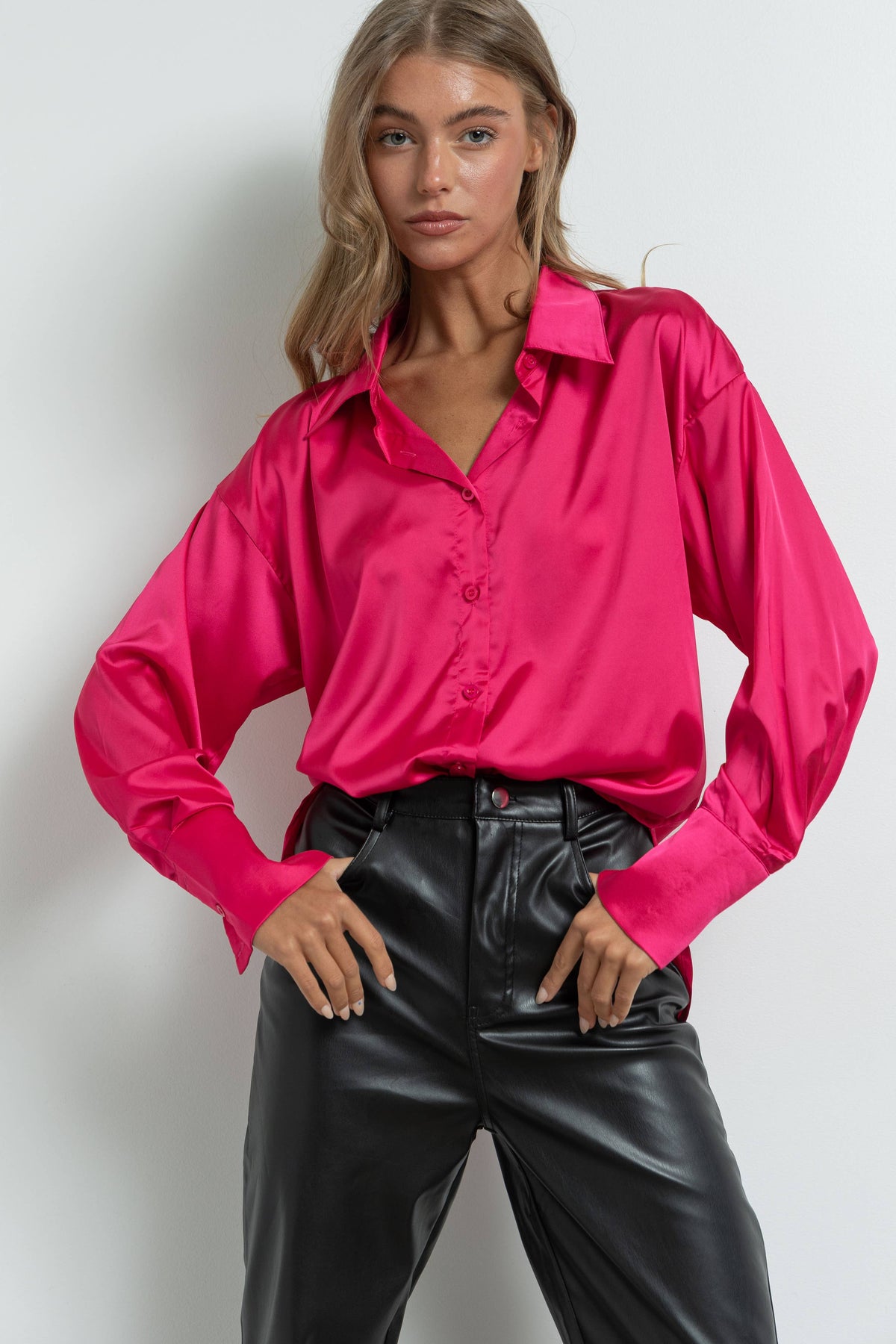 Silky Satin Button Down Shirt