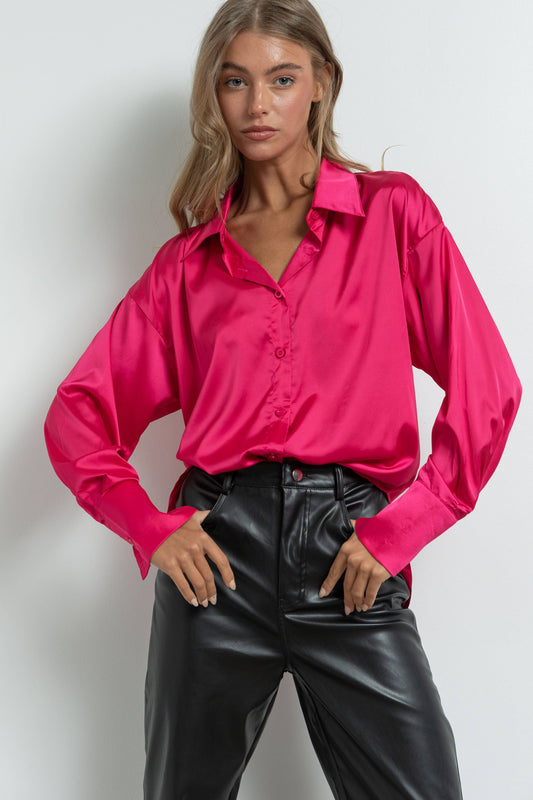 Silky Satin Button Down Shirt