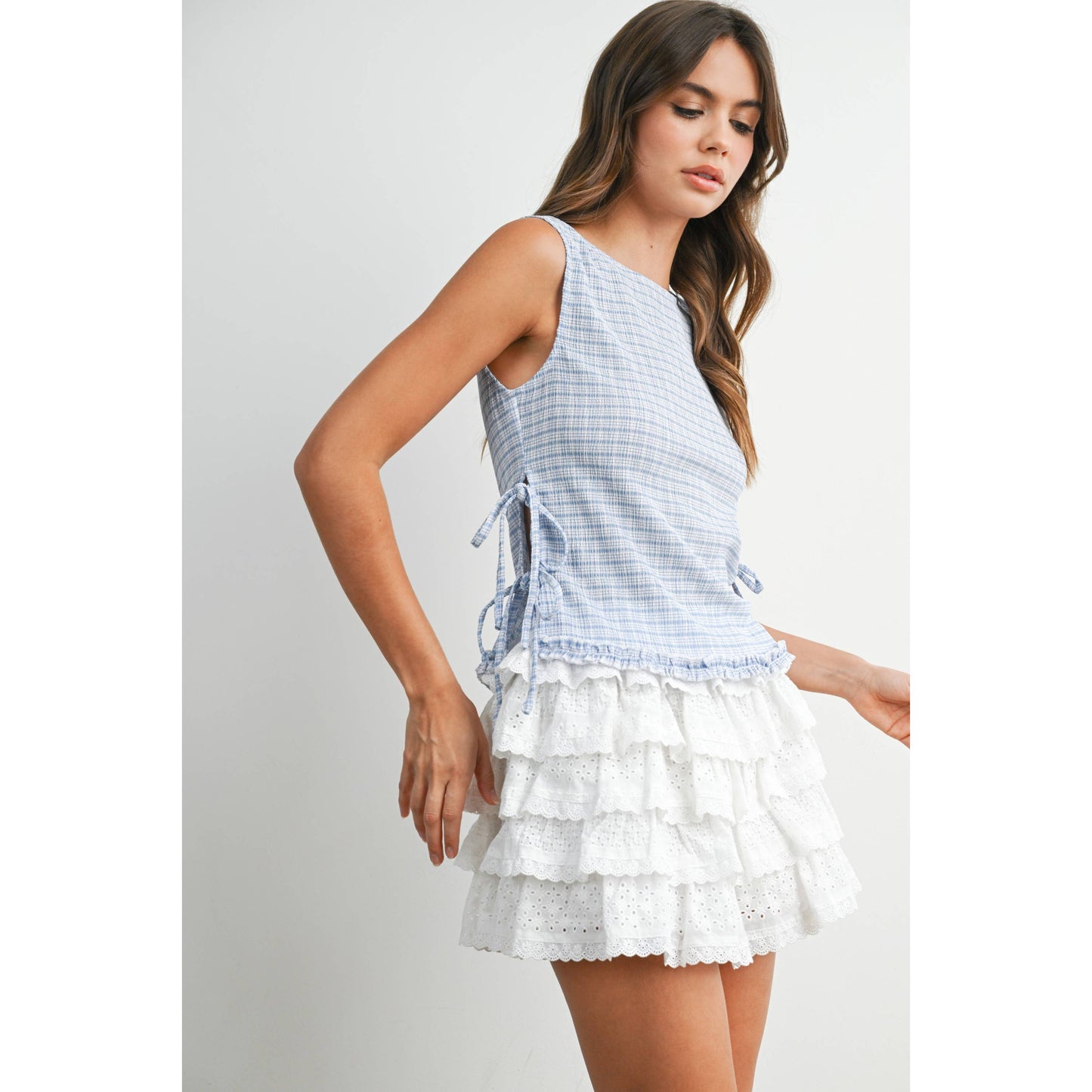 Checkered Ladder Lace-Up Vest - BMT8297