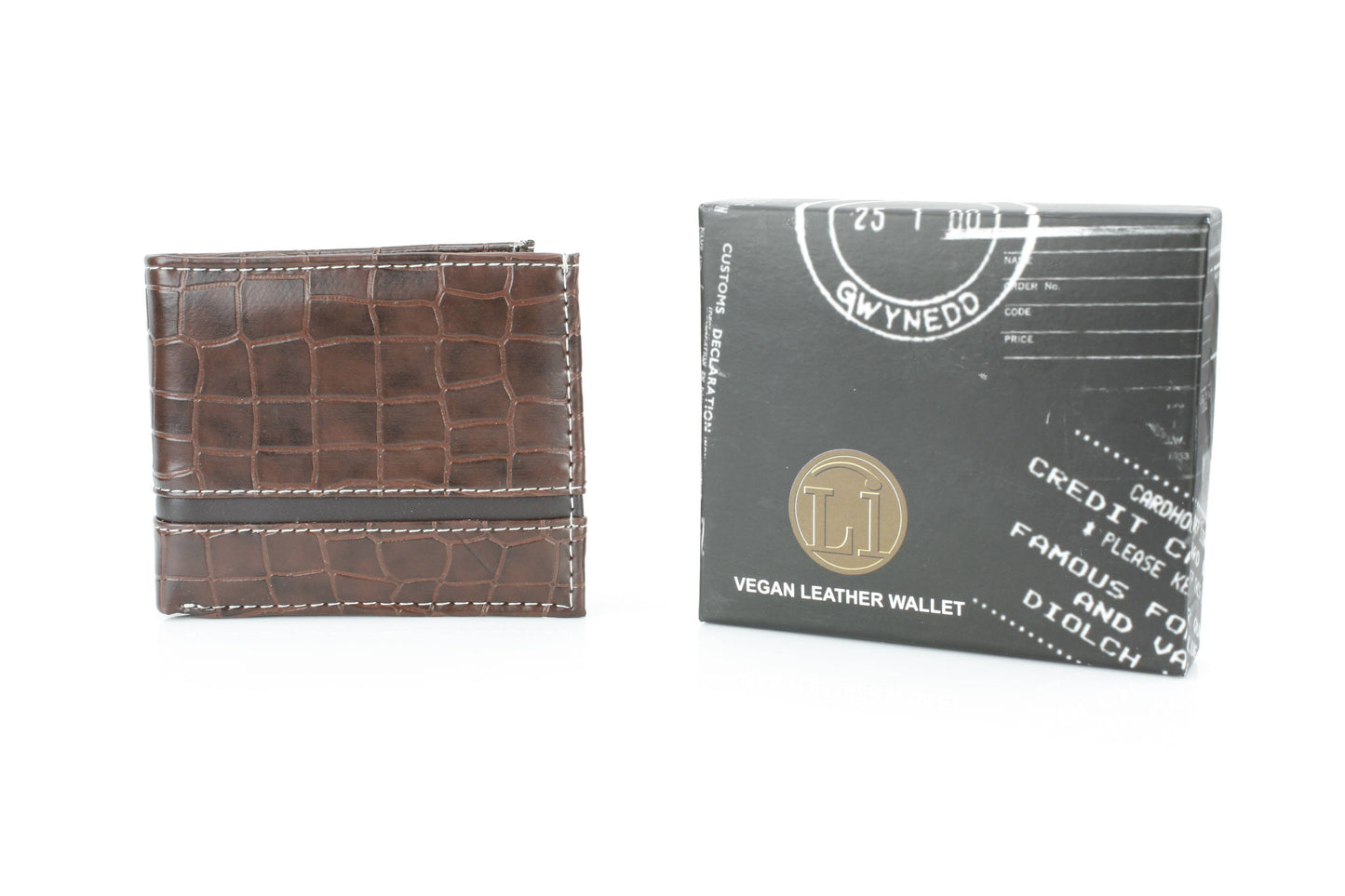 Crocodile Embossed Vegan Wallet with Solid Band VL 904