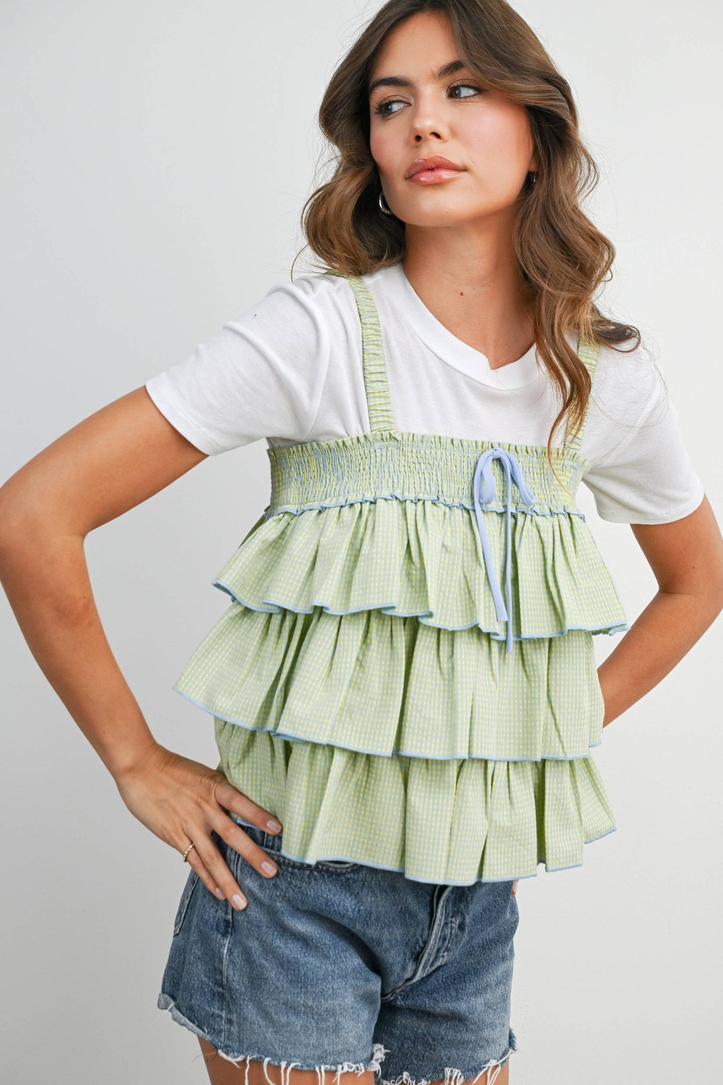 Ruffled Checkered Cami - BMT8395