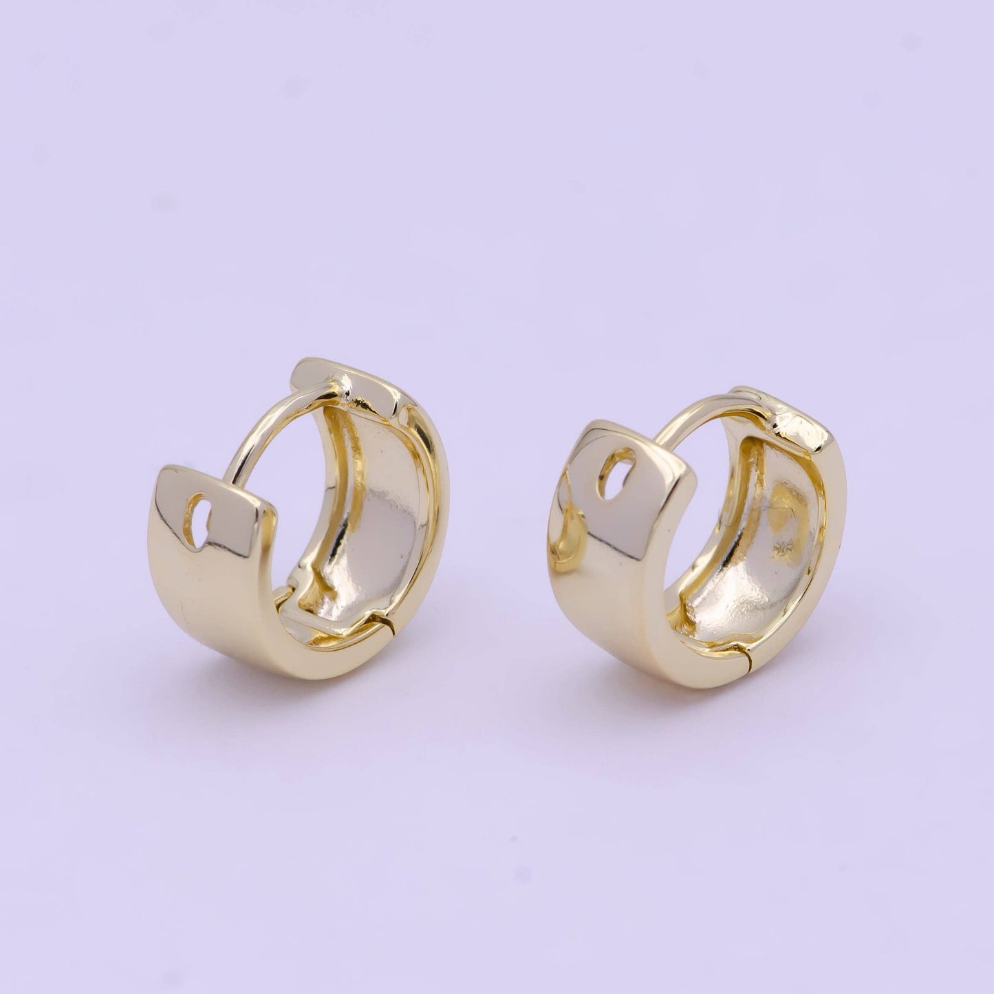 24K Gold Filled Wide Bold Huggie Everyday Cartilage Earrings | T136