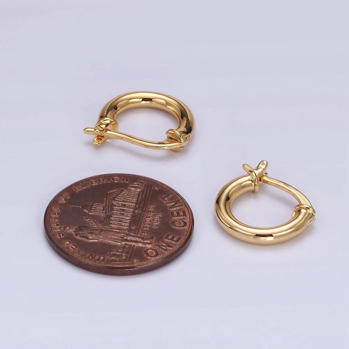 14K Gold Filled 12mm Tube Minimalist French Latch Hoop Earrings in Gold & Silver | AE116 AE117