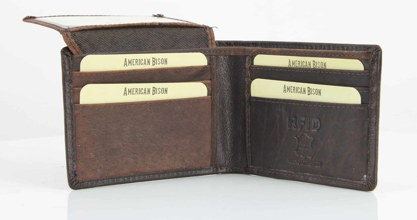 American Flag Embossed Distressed Leather Bi Fold Wallet
