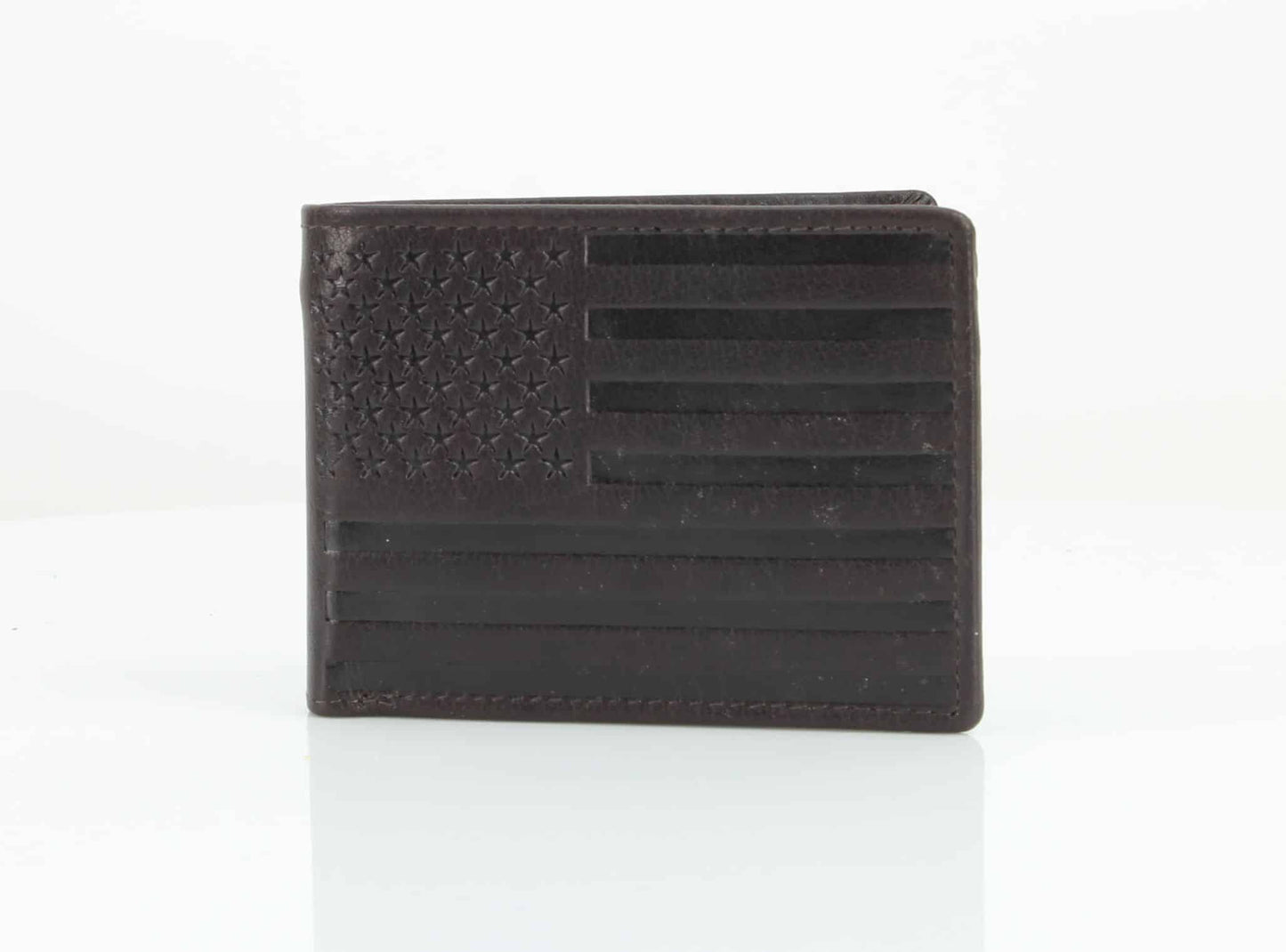 American Flag Embossed Distressed Leather Bi Fold Wallet