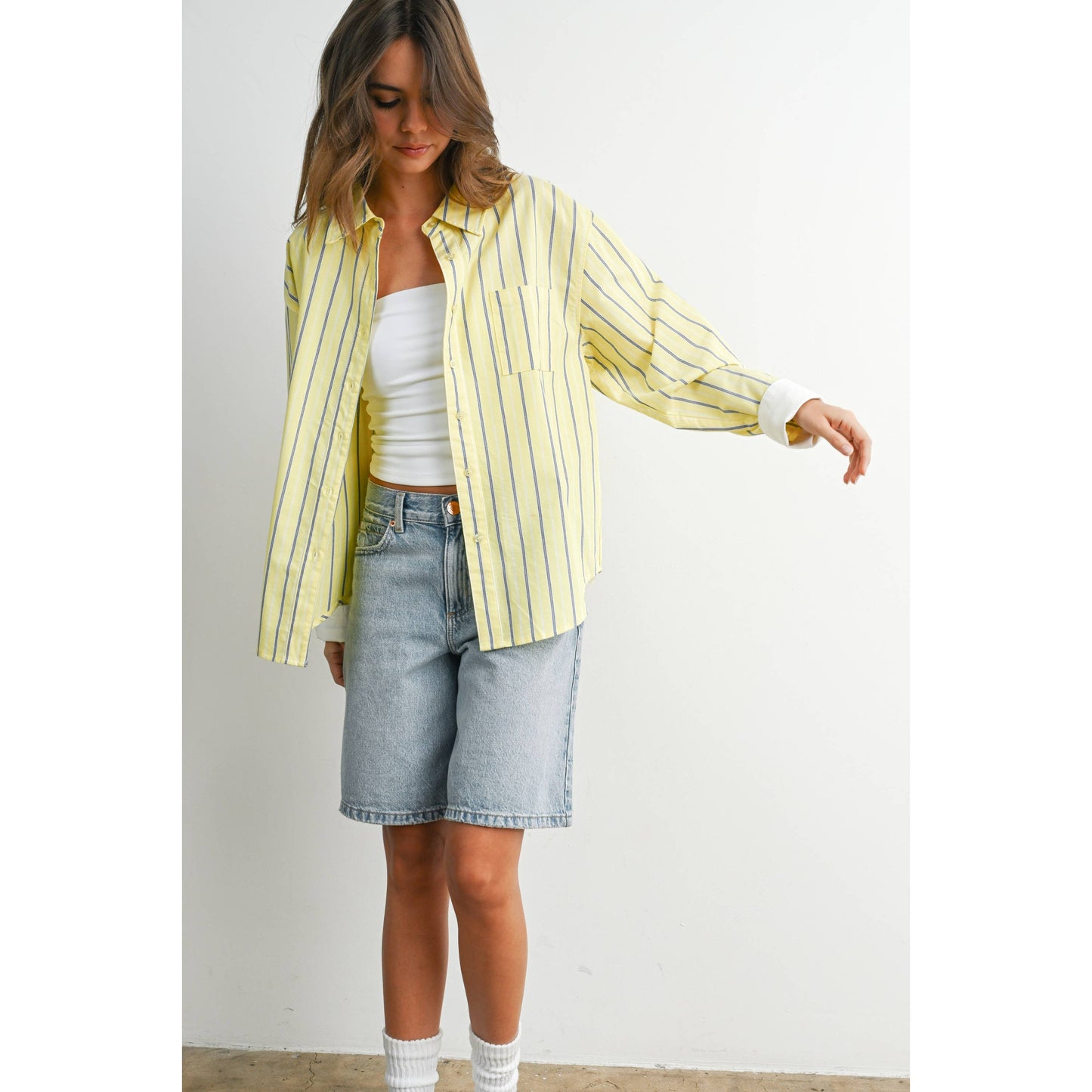 Striped Long-Sleeve Button-Up Shirt - BMT8055