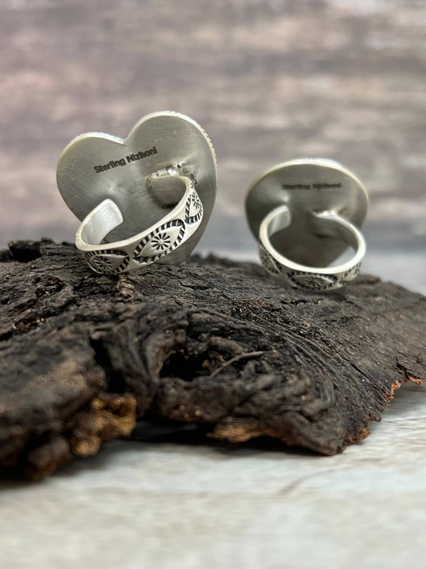 Handmade Sterling Silver White Buffalo, Kingman Turquoise Adjustable Ring, Signed Nizhoni (1)