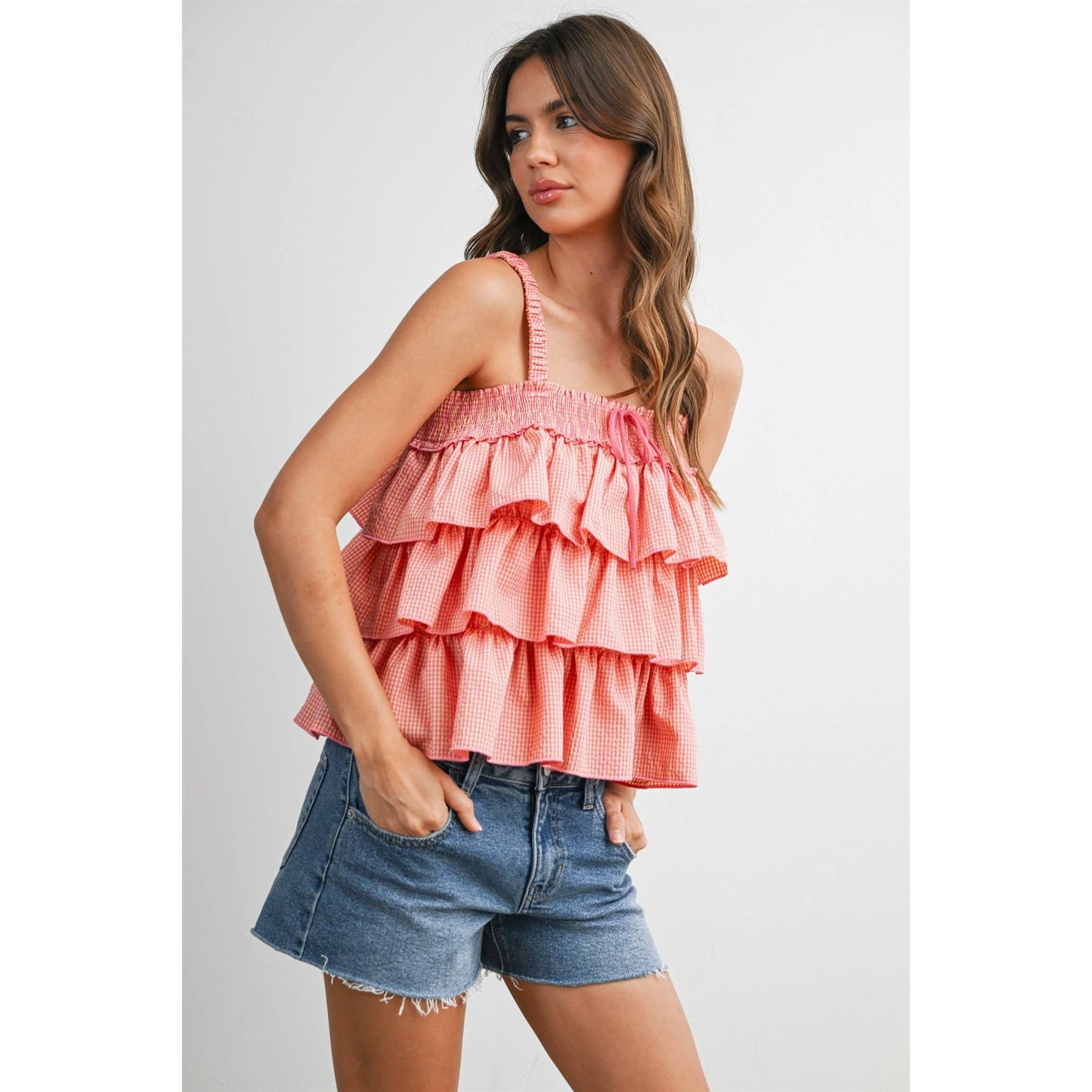 Ruffled Checkered Cami - BMT8395