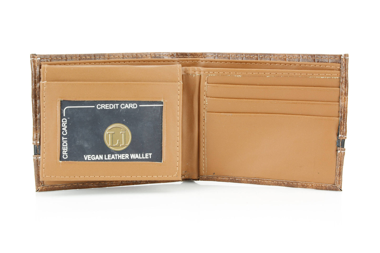 Vegan Bifold Wallet with Basket Weave Pattern VL 905