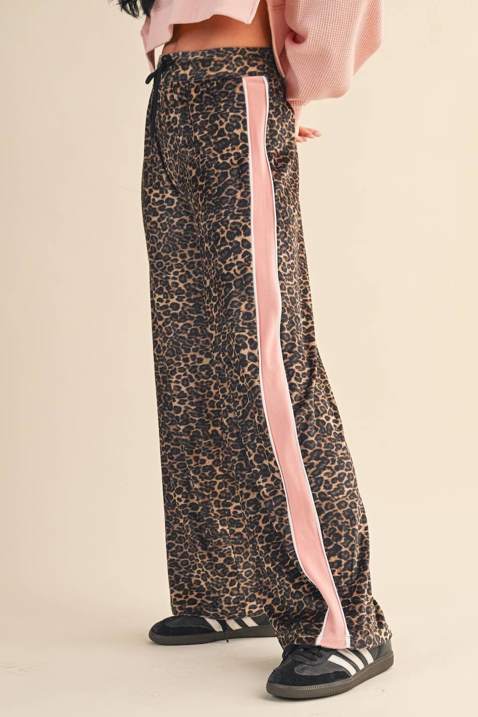 Leopard Print Velour Track Pants