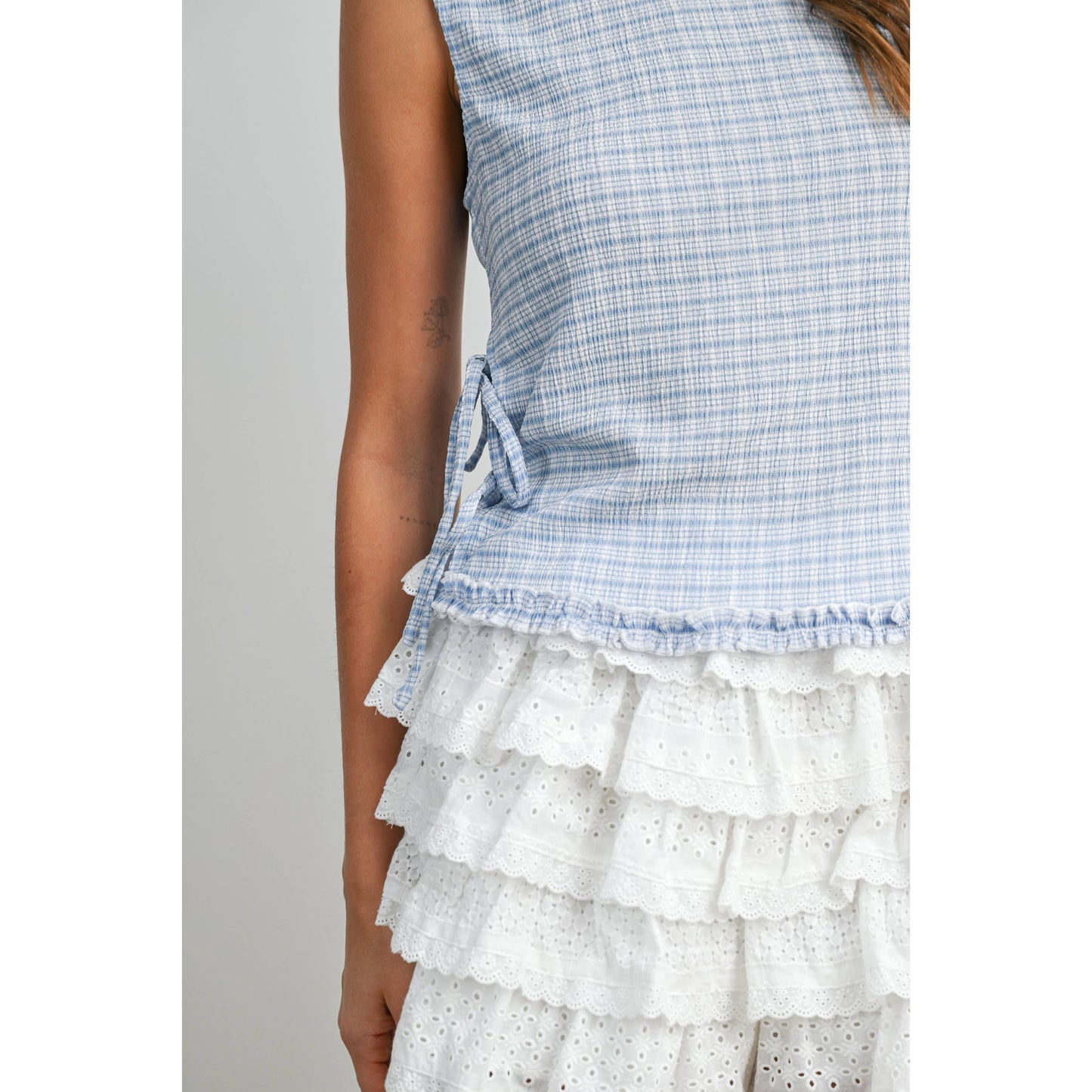 Checkered Ladder Lace-Up Vest - BMT8297