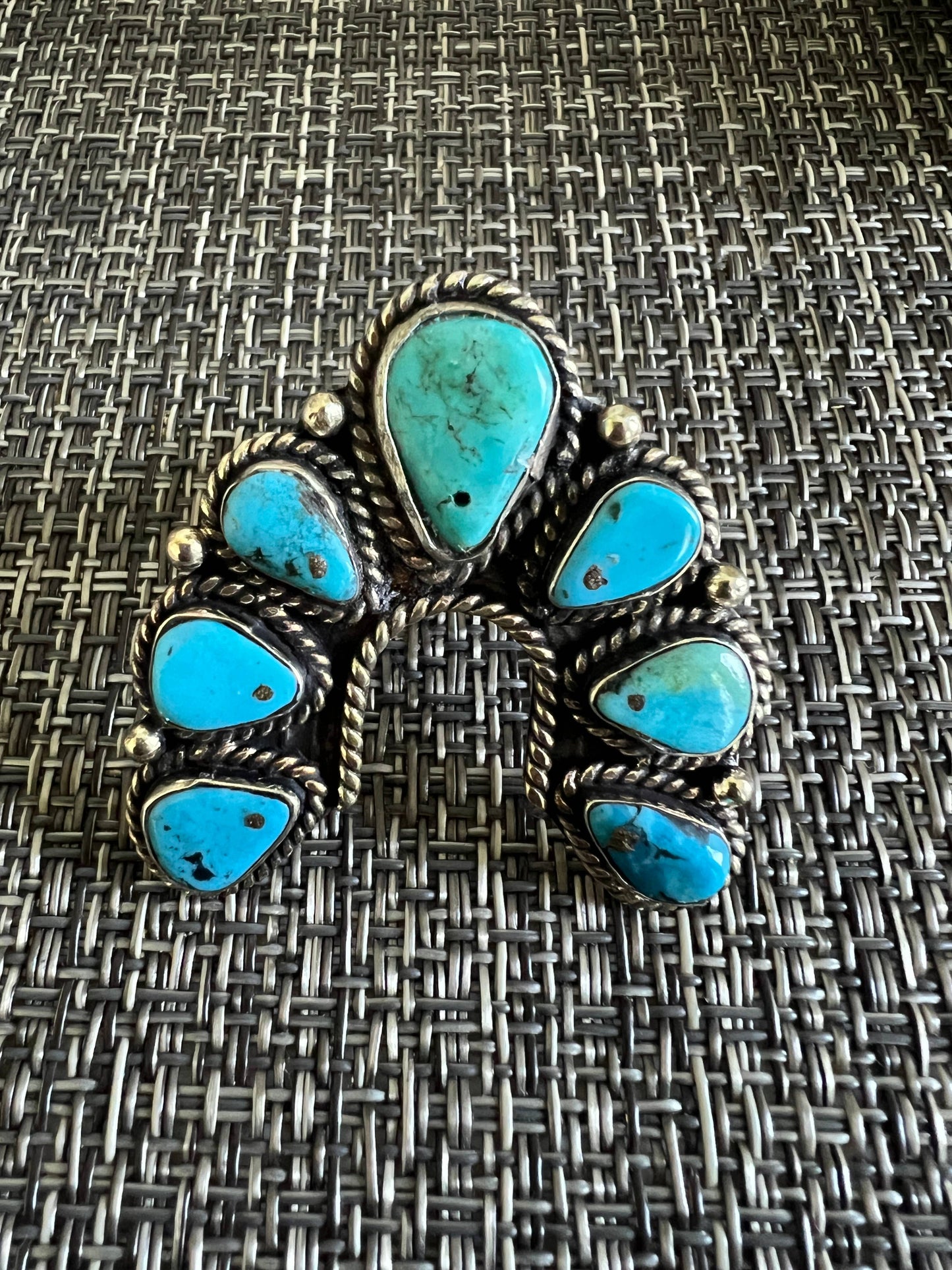Natural Turquoise adjustable ring, Tibetan silver