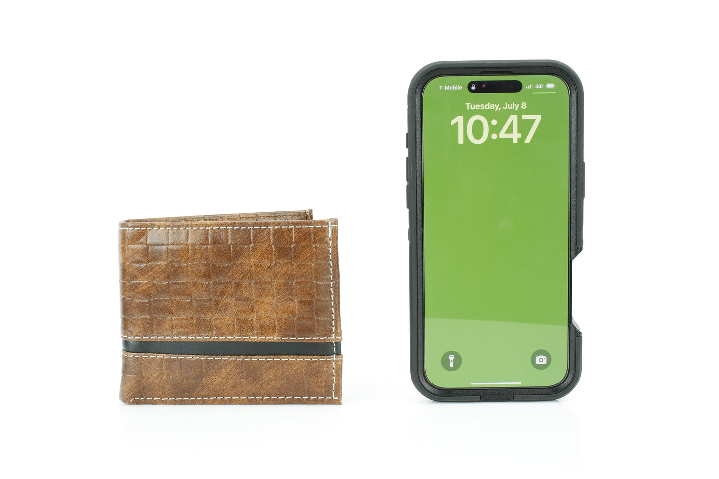 Vegan Bifold Wallet with Basket Weave Pattern VL 905