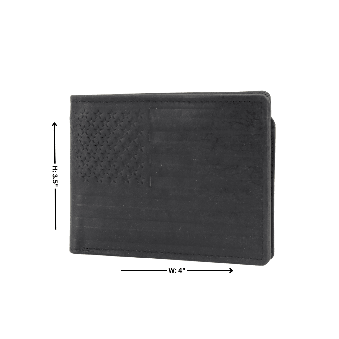 American Flag Embossed Distressed Leather Bi Fold Wallet