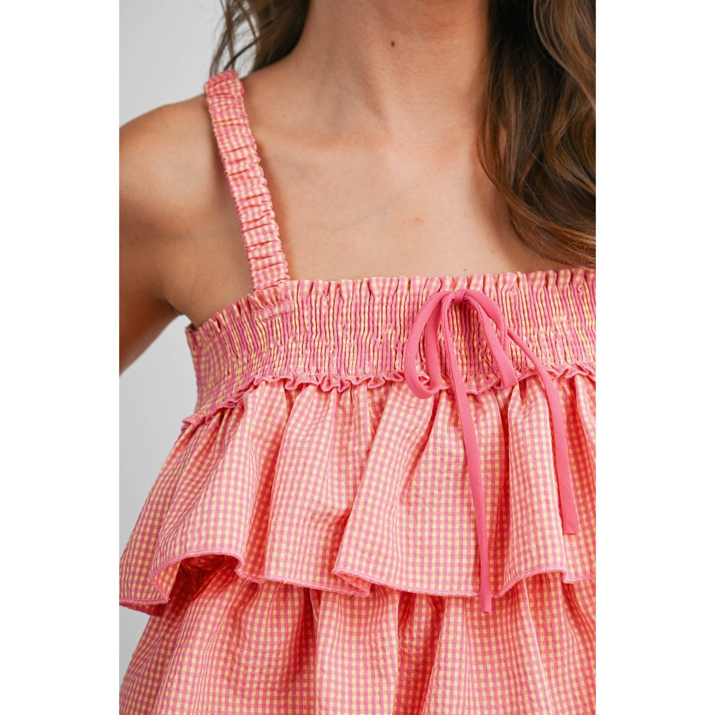 Ruffled Checkered Cami - BMT8395