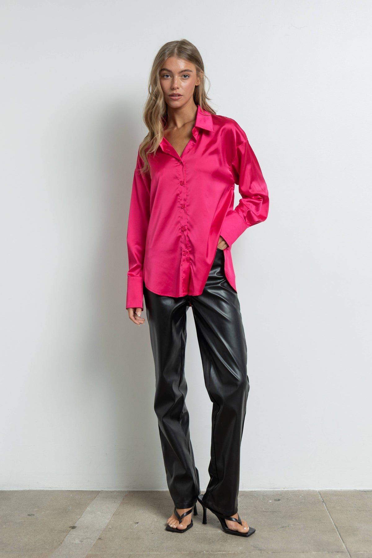 Silky Satin Button Down Shirt