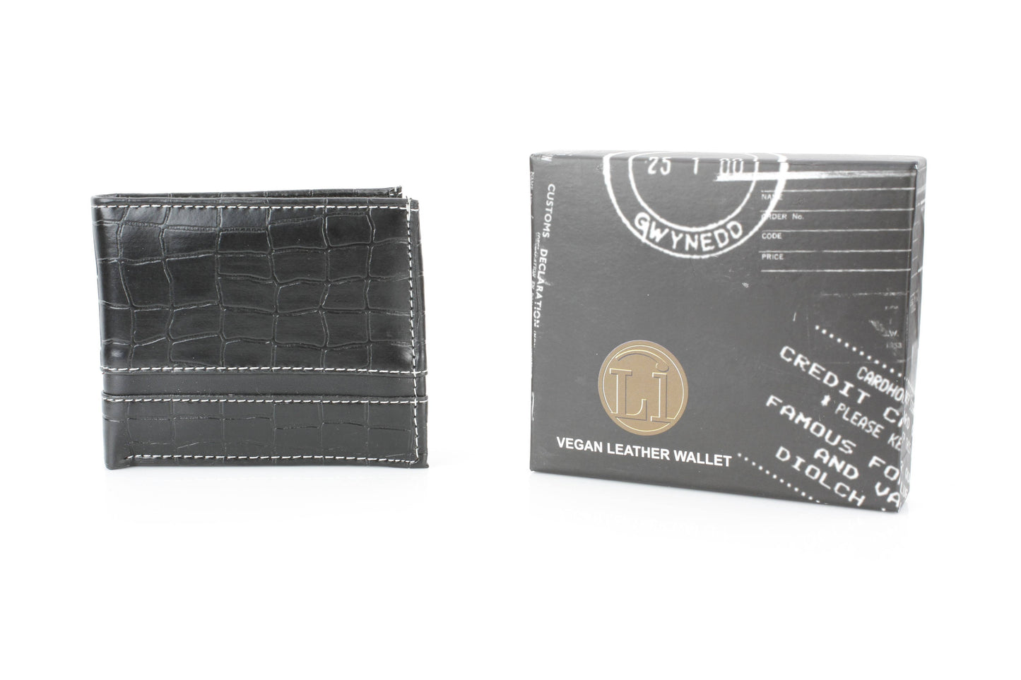 Crocodile Embossed Vegan Wallet with Solid Band VL 904