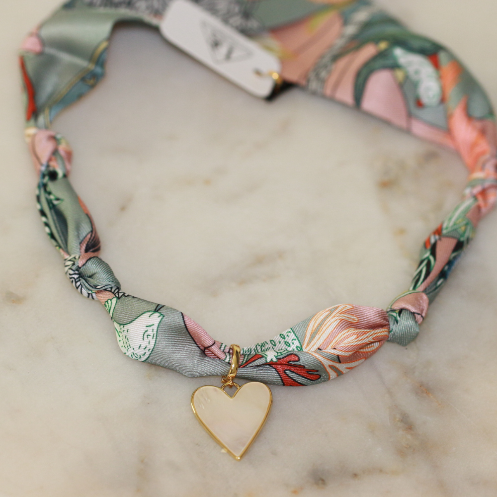 Callie Heart Scarf Necklace - gold pearl necklace