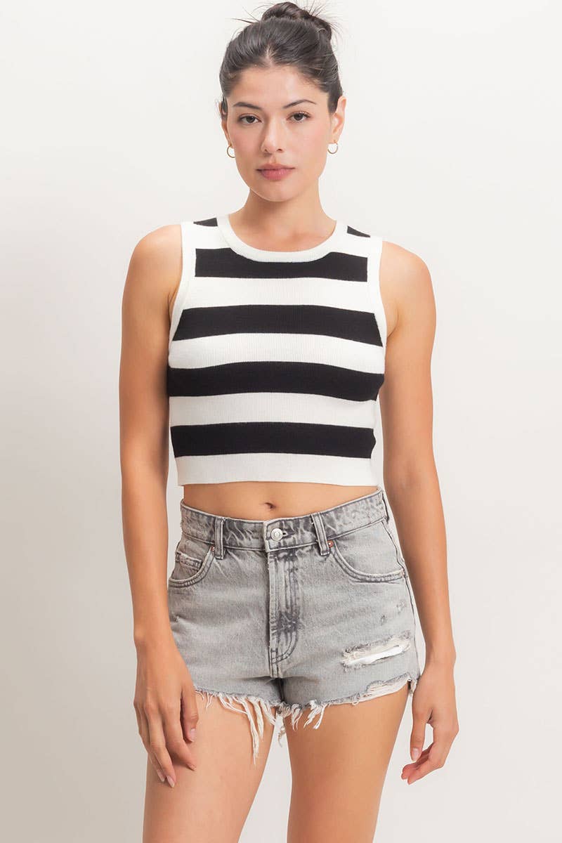 Striped Crop Tank Knit Top