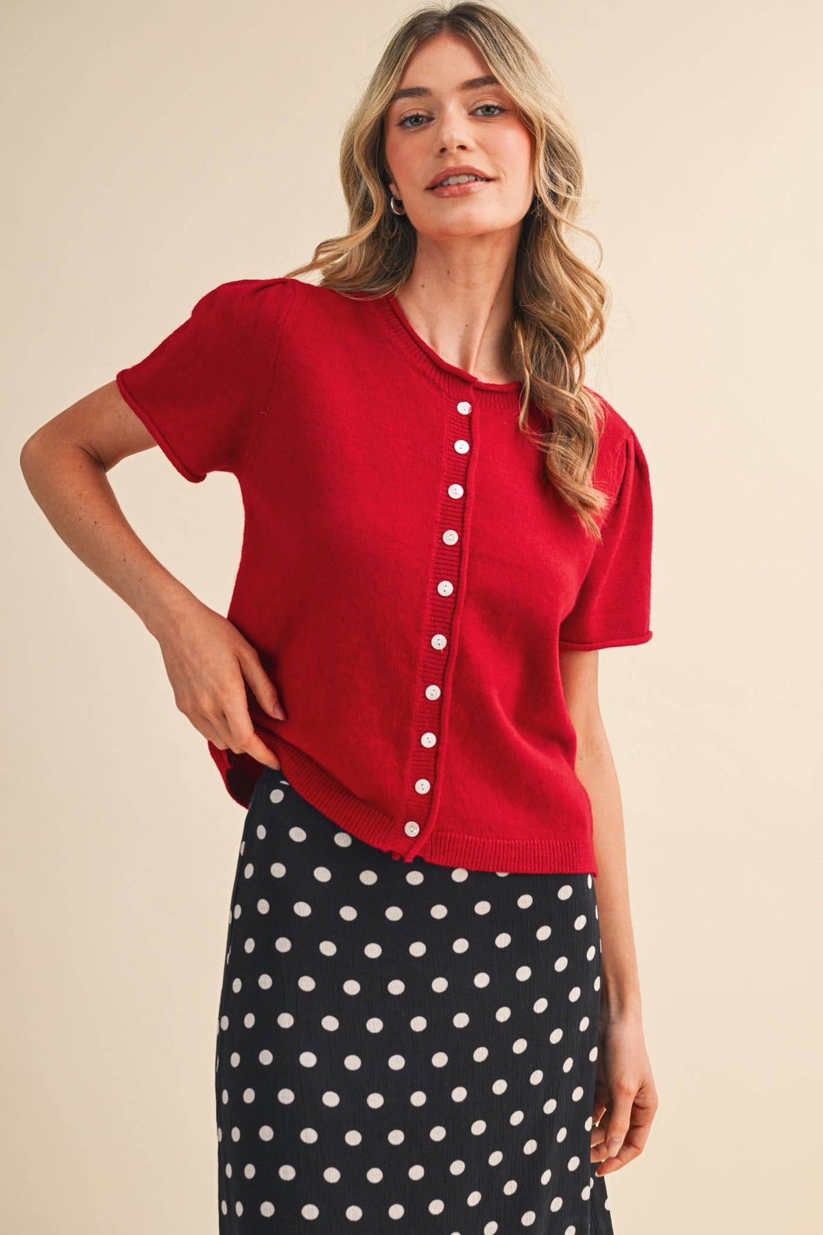 SHORT SLEEVE SWEATER CARDIGAN