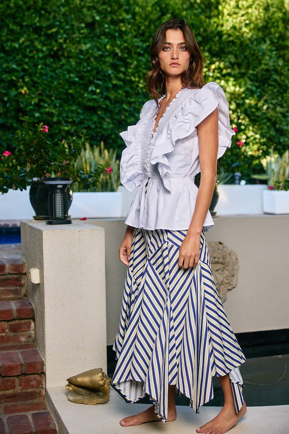 Ruffle Smocked Peplum Blouse
