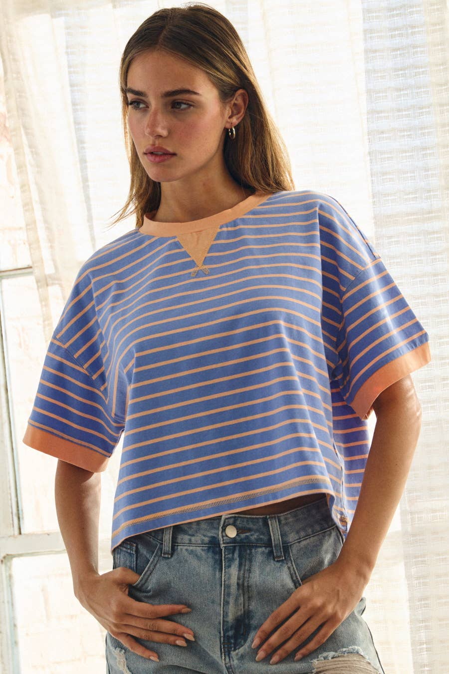 Striped Cropped Tee