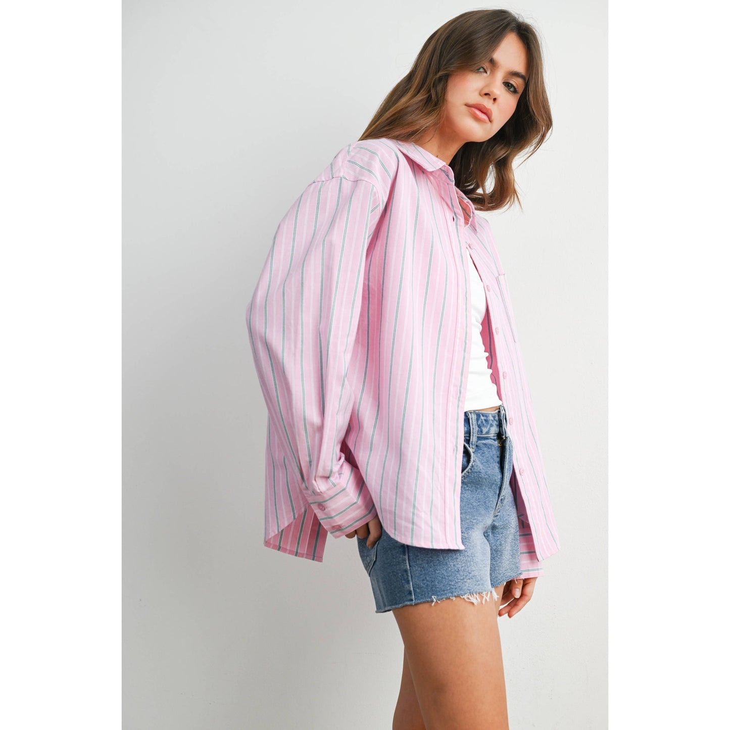 Striped Long-Sleeve Button-Up Shirt - BMT8055