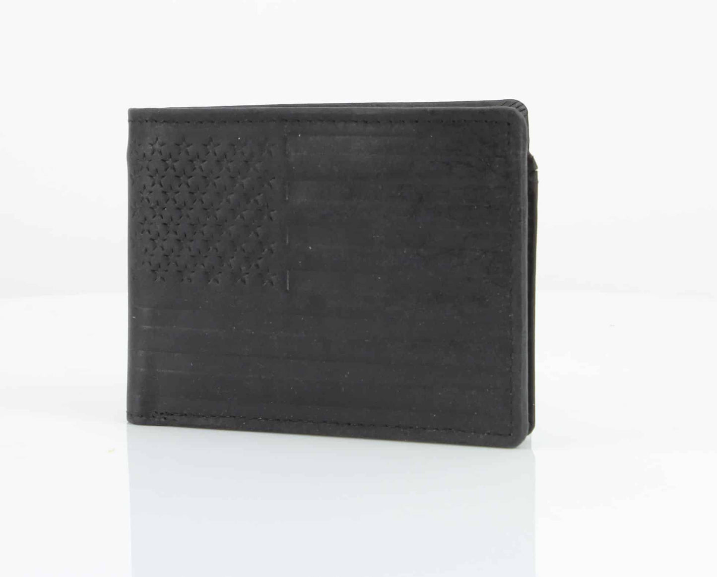 American Flag Embossed Distressed Leather Bi Fold Wallet